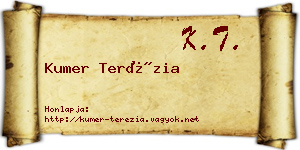 Kumer Terézia névjegykártya